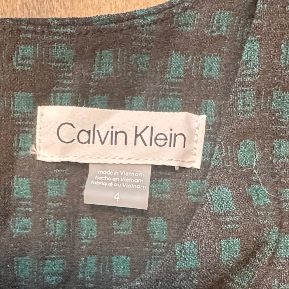 Calvin Klein Green Black Jacquard Sheath Dress Sleeveless Career Size 4 - Picture 6 of 7